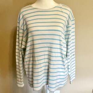 L.L.Bean Womens XL Heritage Cotton Striped Boatneck Long-Sleeve Shirt Blue/White